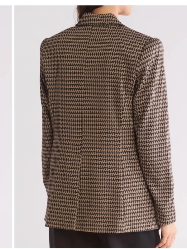 Max Studio London Houndstooth Blazer Women’s Small Tan Black Tailored Workwear - Image 7