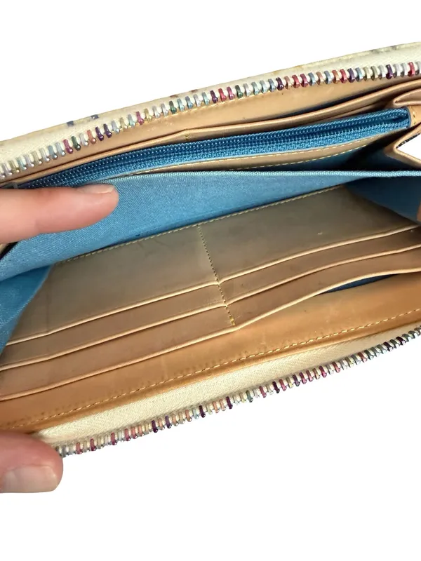 Dooney & Bourke Cream Multicolor Signature Print Zip Around Wallet Women's - Image 13