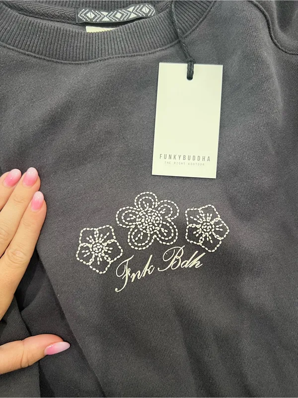 NWT Funky Buddha Anthracite Cowgirl Club Sweatshirt Size Small - Image 4