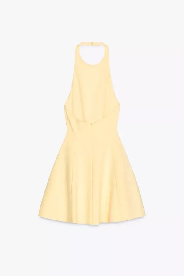 Zara mini halter dress butter yellow evening party wedding dress - Image 7