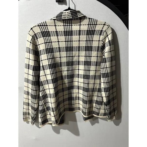 SIONI Women's Medium Plaid Knit Cardigan‎ Sweater Shawl Collar Pocketed - Image 7