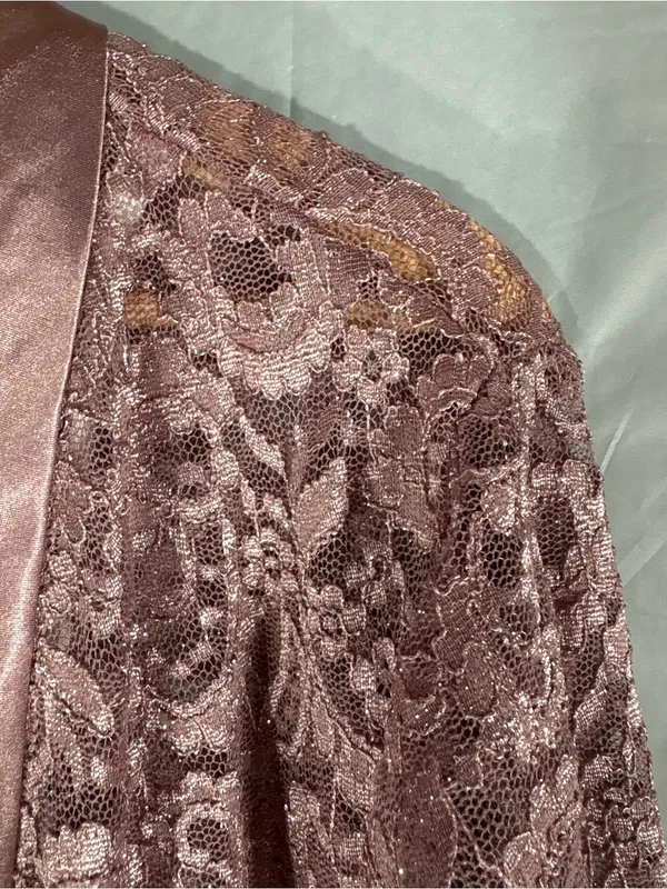Oleg Cassini Davids Bridal Lace Duster Sz 14 Rose Quartz Sparkly Mother Of The Bride NWT - Image 4