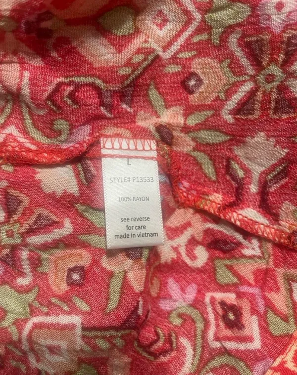Active USA Romper Sz L Red Printed Spaghetti Adjustable Strap Elastic Waist - Image 7