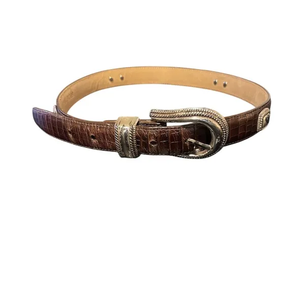 Brighton Womens Belt Brown Croc Embossed Western Buckle Size M 30 - Image 8