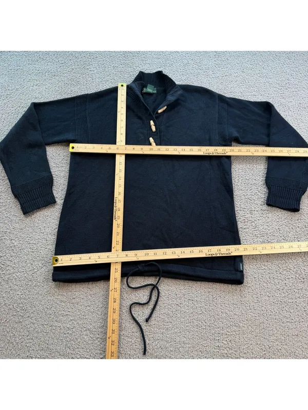 Vintage Y2K Lauren Ralph Lauren Navy Toggle Neck Cotton Knit Sweater S Australia - Image 3
