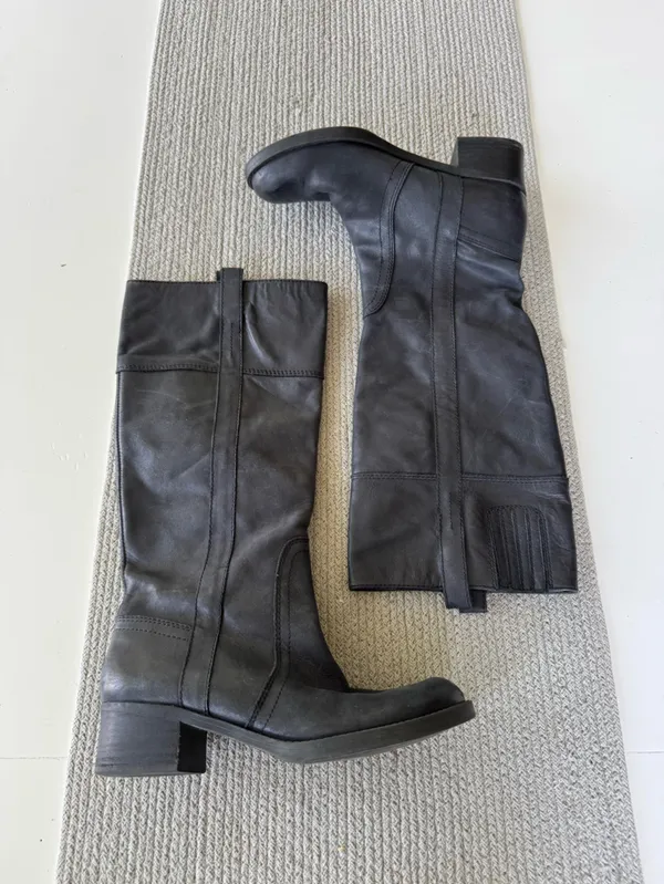 Lucky Brand Black Leather Knee High Riding Boots Sz 8 - Image 12