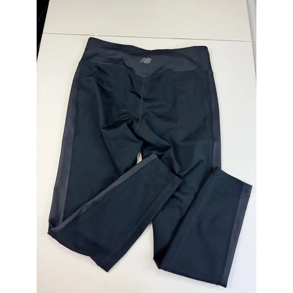 New Balance Athletic Leggings Women's Solid Black Side‎ Panel Detail M - Image 2