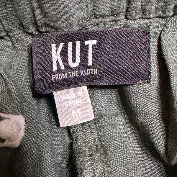 Kut from the Kloth Rosalie Relaxed Drawstring Pant Olive Green Linen Blend M NEW - Image 7