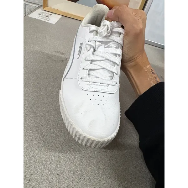 Puma Size 7.5 Carina White Silver Low Top Lace Up Tennis Shoe Athletic Sneakers - Image 6