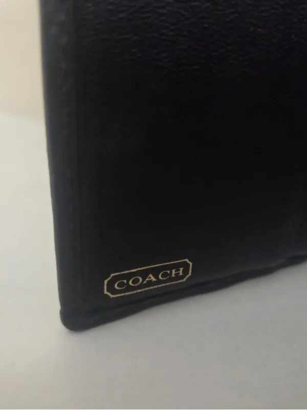 Coach Patchwork Black Gray Trifold Wallet - Image 6