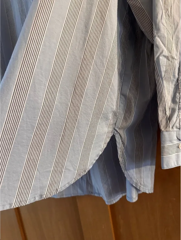 NWT Aerie Oversized Button Down Shirt Cotton Blue Striped Women’s Large - Image 5