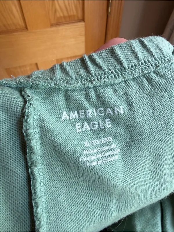 American Eagle Sage Green Wide Leg Pull On Pants Elastic Drawstring Waist XL - Image 5