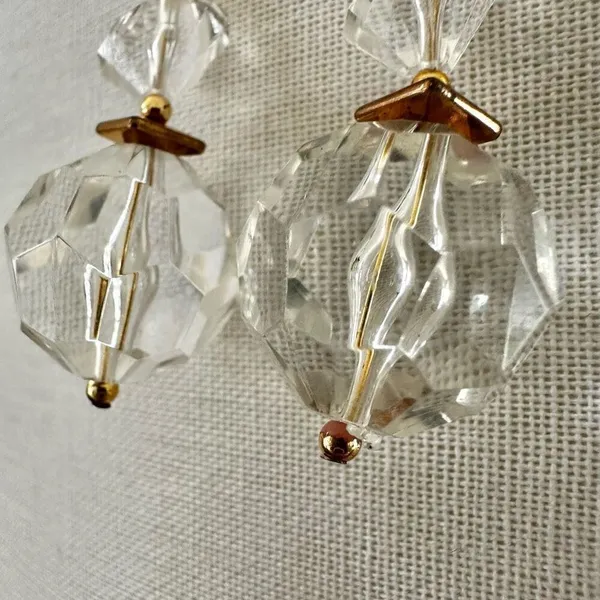 Gold tone clear beaded statement earrings - Image 4
