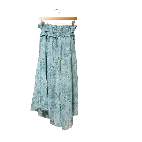 Intimately Free People Blue Floral Smocked Wide Leg Gauze Pants Medium - Image 4