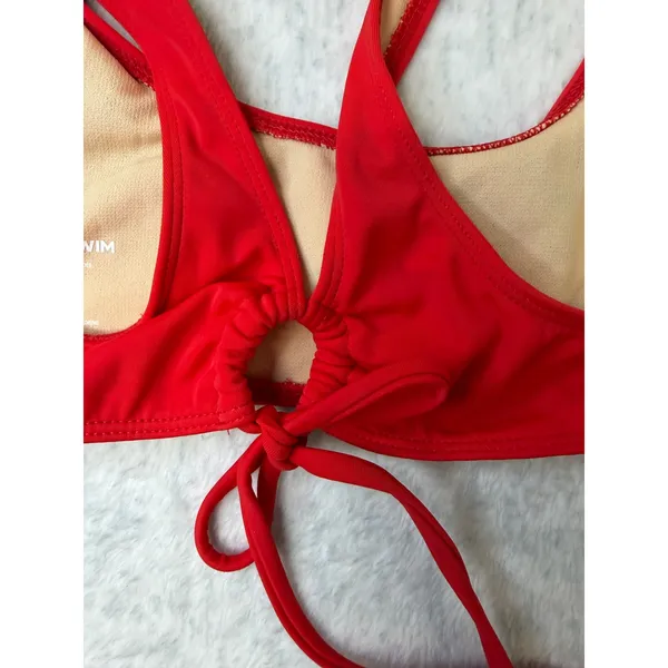 PacSun Swim Womens XXS Red Scoop Neck Tie Back Bikini‎ Top 0325-060 NEW - Image 5