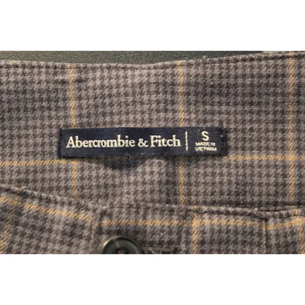 Womens Abercrombie & Fitch Gray Black Tan Plaid Pleated High Waist Shorts Size S - Image 3