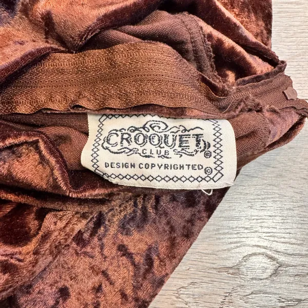 Vintage Croquet Club Velvet Bodysuit Brown Cold Shoulder Medium M‎ Mock Neck Top - Image 5