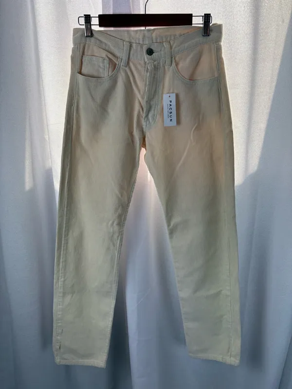 John Galt White Corduroy Straight Leg Jeans with‎ 5 Pockets Size Small Cream NWT - Image 3