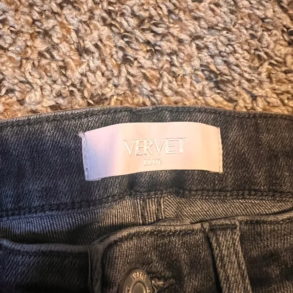 VERVET BLUE‎ Women's Charcoal Black Distressed Ripped Straight Leg Jeans - Image 2