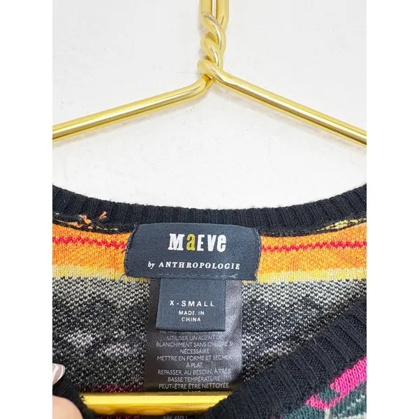 Anthropologie Maeve Abstract Sweater Shrug Size XS Multi Color Fair Isle Nordic - Image 5