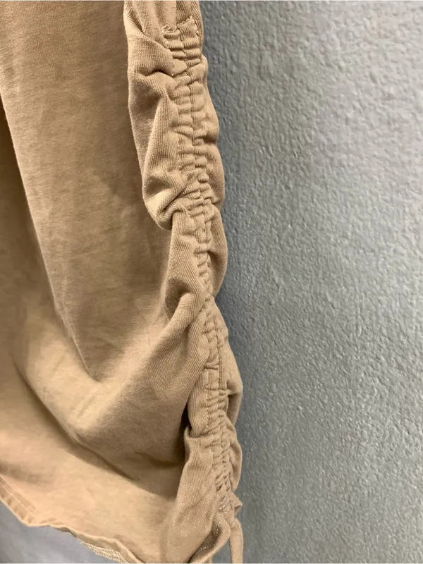 Military mini hooded ruched drawstring sides dress - Image 4