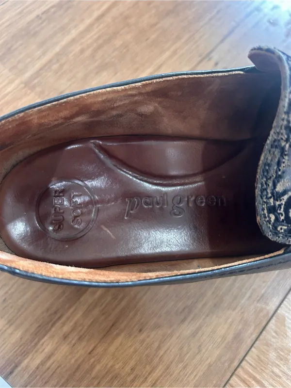 Paul Green Natasha Flat Loafers Leather Platform Leopard Black - Sz 8 - Image 7