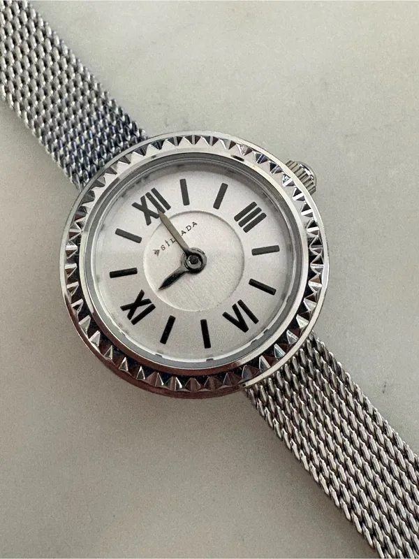 Silpada Silver Mesh Ladies Watch White Dial Roman Numerals Needs Battery 6”-7.5” - Image 4