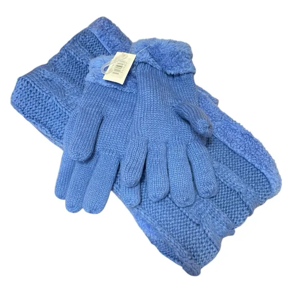 UGG Knit Tech Blue Matching Winter Warm Shawl Finger Gloves Scarp 2 Piece Set - Image 2