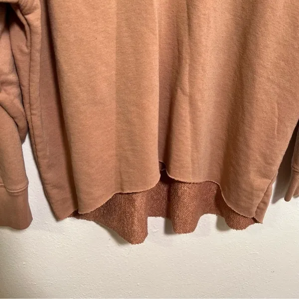 Aerie Women's Size XS Sunday Soft Quarter Zip Sweatshirt Tan Brown High Low Hem - Image 6