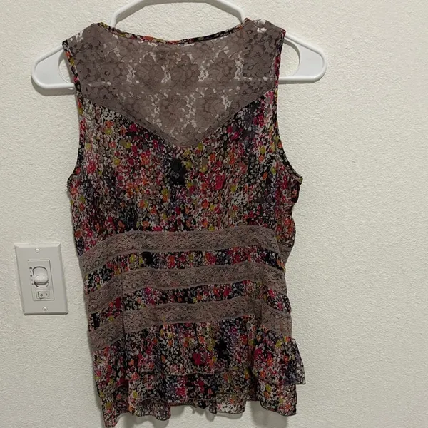 Girl Krazy Floral Lace Peplum Top Sleeveless Boho Boutique‎ - Image 3
