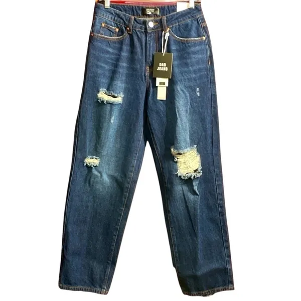 NWT Monkey Ride Jeans Dad Fit Distressed High Rise Wide Straight Leg Size 5 - Image 6