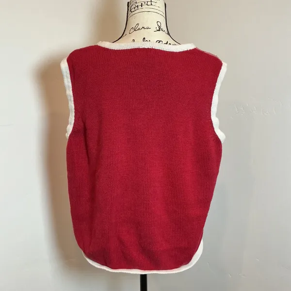 Holiday Editions Penguin Christmas Sweater Vest Red Fair‎ Isle Ugly Christmas XL - Image 3
