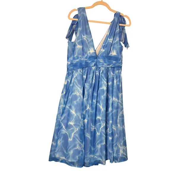 L'atiste by Amy Dress L Blue Water Ripple Tie Shoulder Mermaidcore Resortwear - Image 2