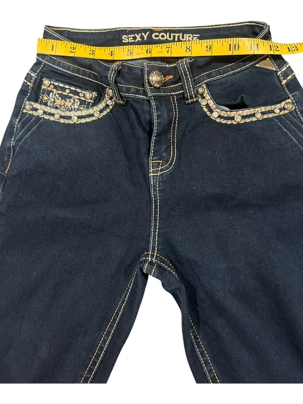 Sexy Couture Rhinestone Flare Jeans - Fits XS/S (Stretch 22" Waist) - Image 11