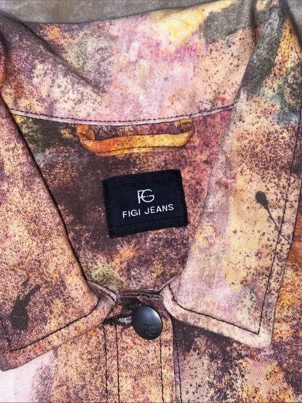 Figi Jeans Acid Wash Denim Jacket featuring abstract paint splatter - Image 2