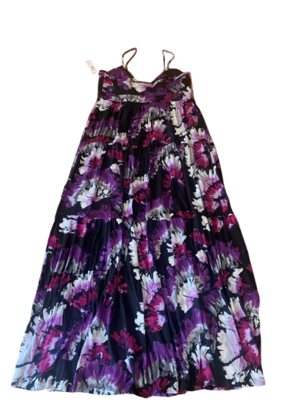 ANA Maxi Dress NWT Large Black Purple Tie Dye Floral - Image 7