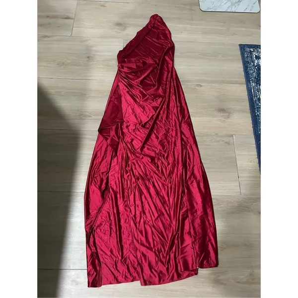 NEW 1 Shoulder High Split Cocktail Wedding Party Maxi Dress L - Image 3