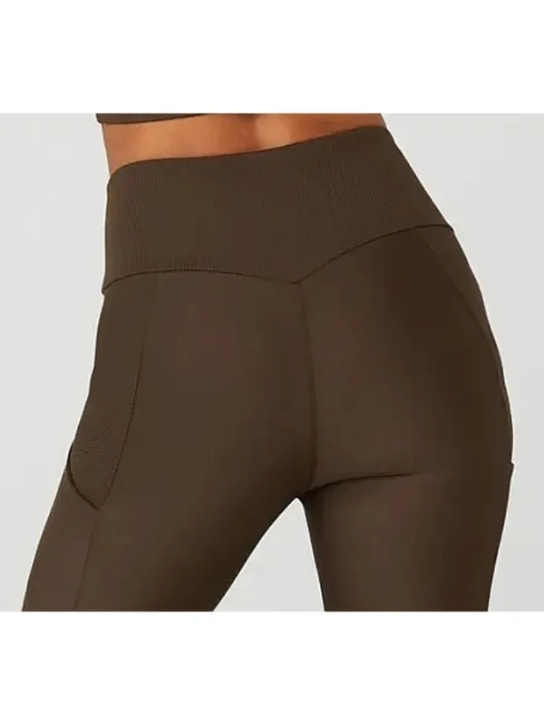 Alo Ribbed Airlift High-Waist 7/8 Enchanted Leggings Espresso Hi-Rise Waisted S - Image 4