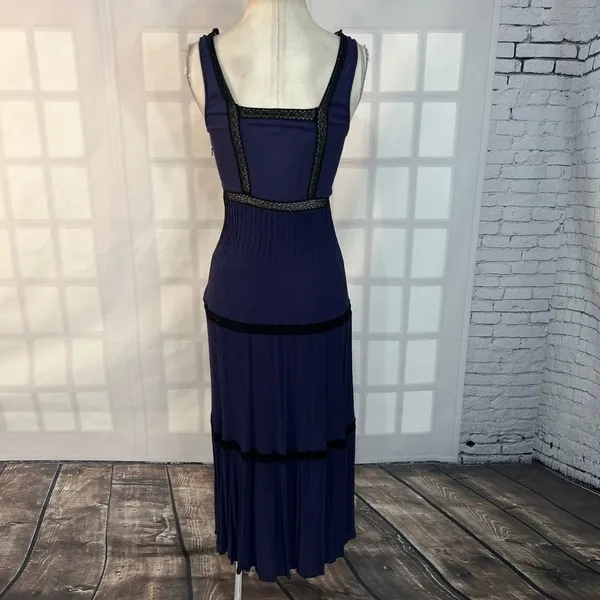 Ella moss purple black lace ankle length maxi dress size small - Image 7