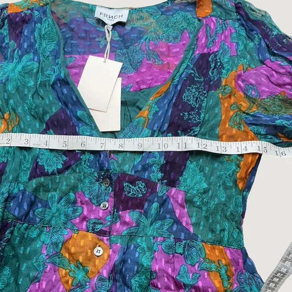 Fruch Paris Holy Camouflower Midi Dress XS Multi Color Floral Button Front NEW - Image 5