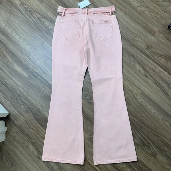 Milk It Anthro Size 30 Jeans The Ragged Priest Baby Flare Waist Cut Out Pink NEW - Image 12