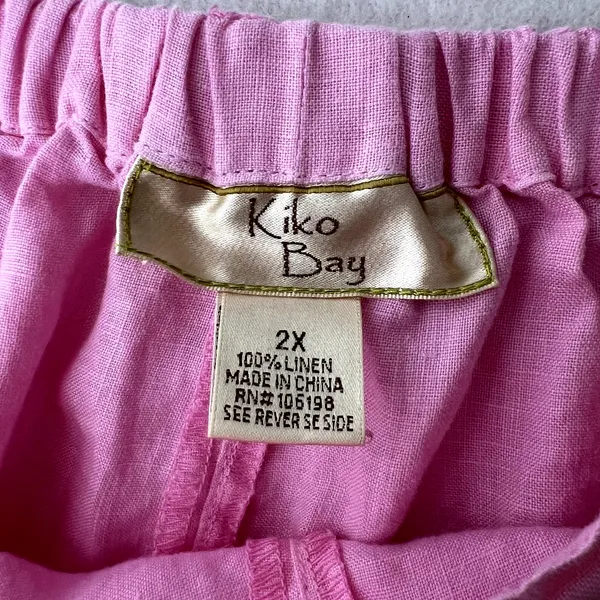 Vintage Kiko Bay Linen Pink Drawstring Capri Pants - Image 6
