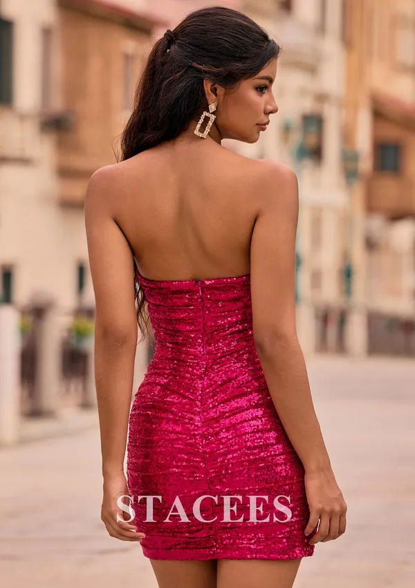 Lucy in the Sky Hot Pink Sequin Mini Dress - Image 2