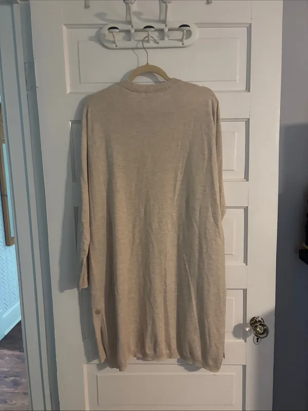 Beige Longline Pocket Cardigan Sweater - Women - Image 4