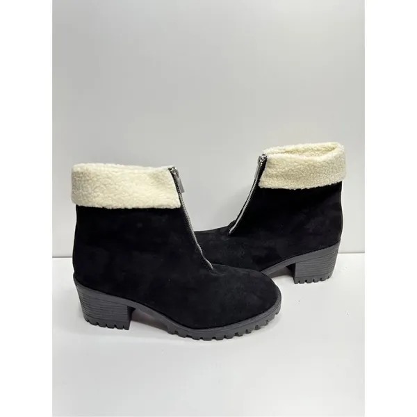 Bella Vita Cable Lug Black Booties Faux‎ Shearling Size 8.5 New - Image 2