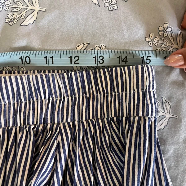 J.Crew Blue White Striped Midi Skirt Elastic Waist Cotton Blend Size M - Image 7