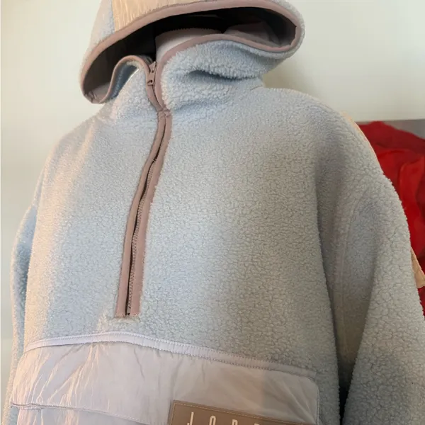 Jordan Cropped Pullover Jacket Women's Size 2XL XXL Blue Fleece Hooded - Image 3