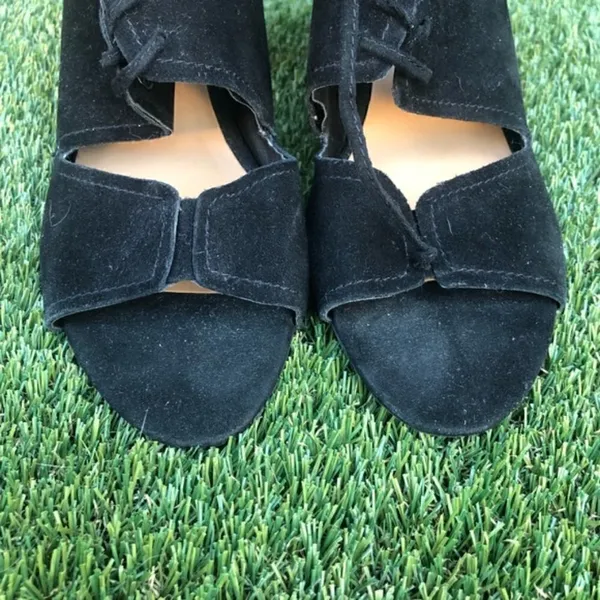 Franco‎ Sarto Black Gazella Suede Lace Up Block Heeled Boots 8.5 - Image 4