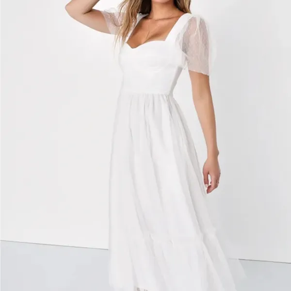 Lulu's White Tulle Dress - Image 3