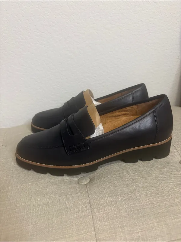 Vionic Cheryl II Lug Penny Loafers -navy blazer Leather Orthotic Support size11 - Image 5